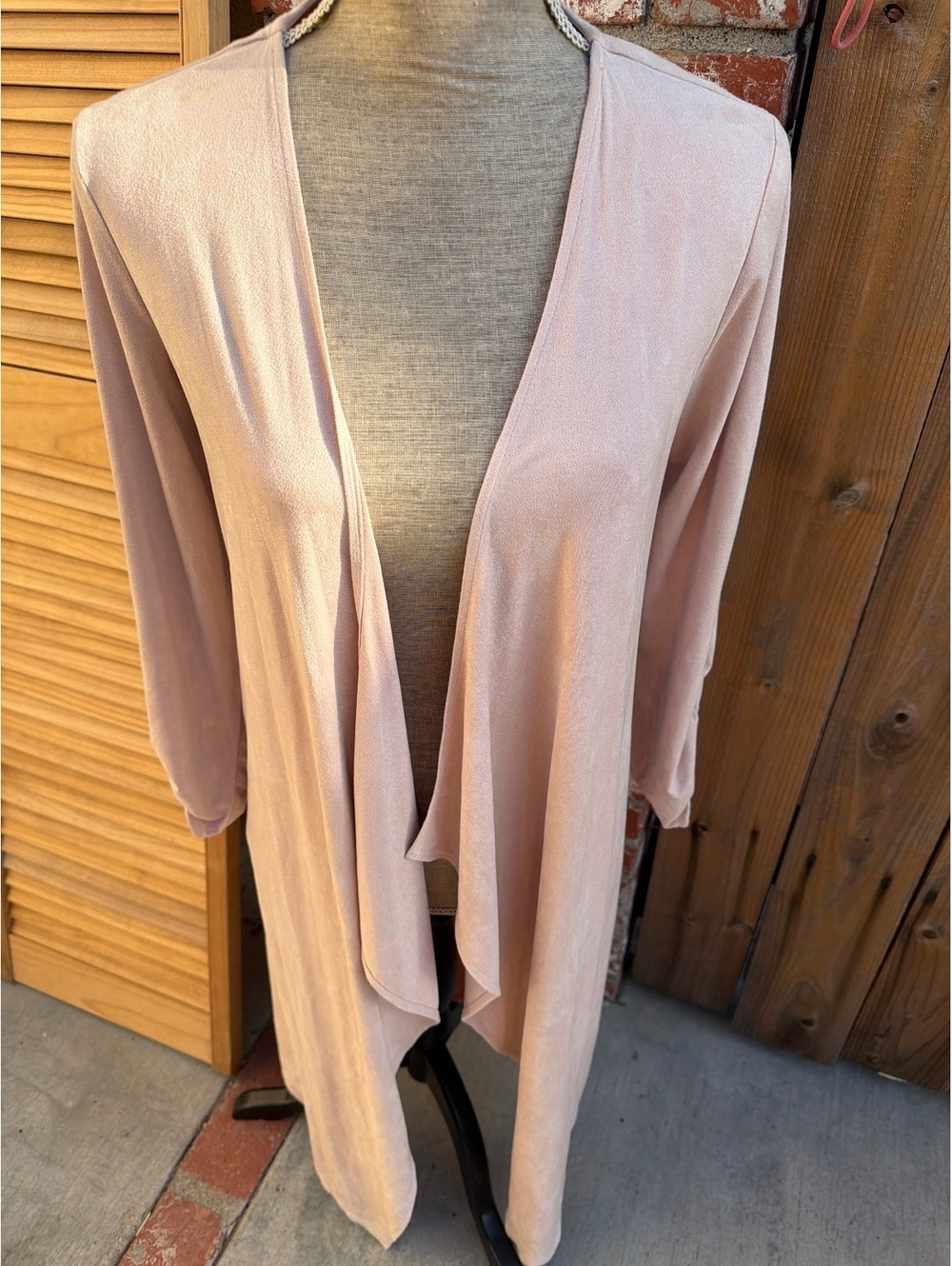 Tahari Pink Faux Suede Long Cardigan Size S/P